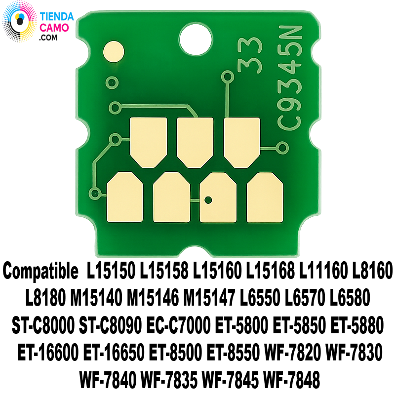Chip de caja de mantenimiento C9345 para Epson L15150 L15158 L15160 L15168 L11160 L8160 L8180 M15140 M15146 M15147 L6550 L6570 L6580 ST-C8000 ST-C8090 EC-C7000 ET-5800 ET-5850 ET-5880 ET-16600 ET-16650 ET-8500 ET-8550 WF-7820 WF-7830 WF-7840 WF-7835 WF-7845 WF-7848